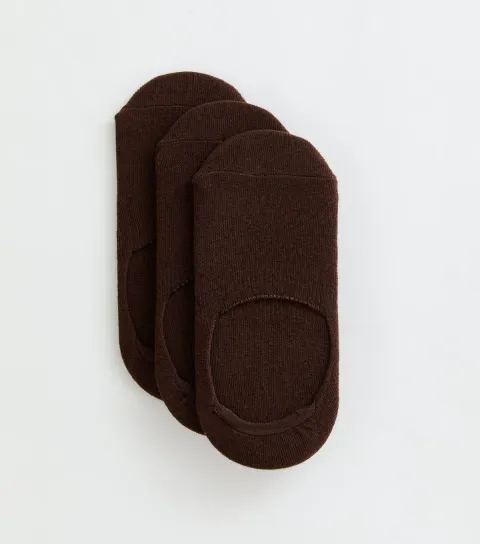 New Look Dark Brown Pack of 3 Cotton Rich Sports Socks with Grip