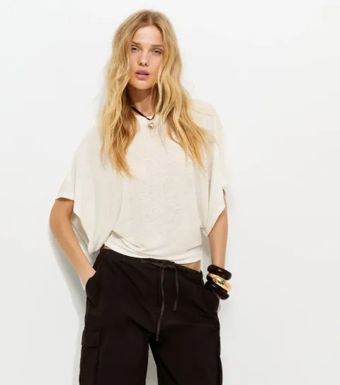 Women's White Batwing Sleeve Top