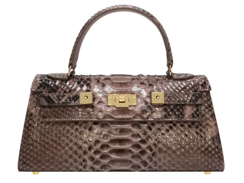 Maya East West Pythonskin Handbag - Taupe