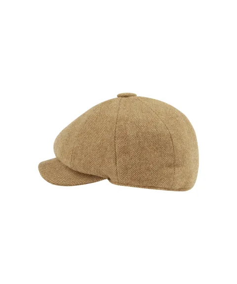 Women's Newsboy Tweed Cap - Oak Herringbone Tweed