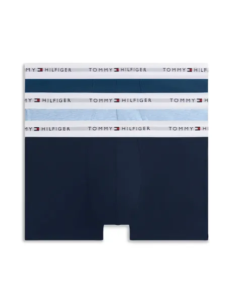 Tommy Hilfiger 3 Pack Signature Essentials Cotton Rich Trunks Blue Mix