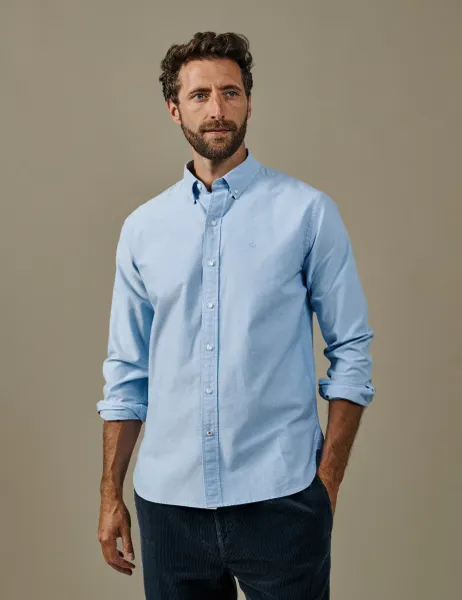 Aubin Regular Fit Pure Cotton Oxford Shirt Pale Blue