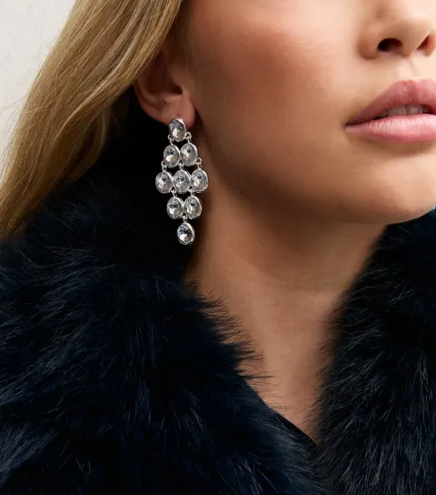 New Look Silver Tone Gem Drop Earrings