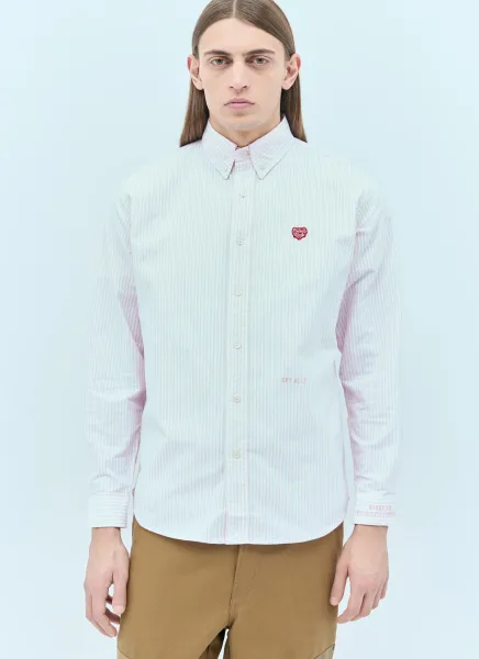 Logo Patch Striped Shirt