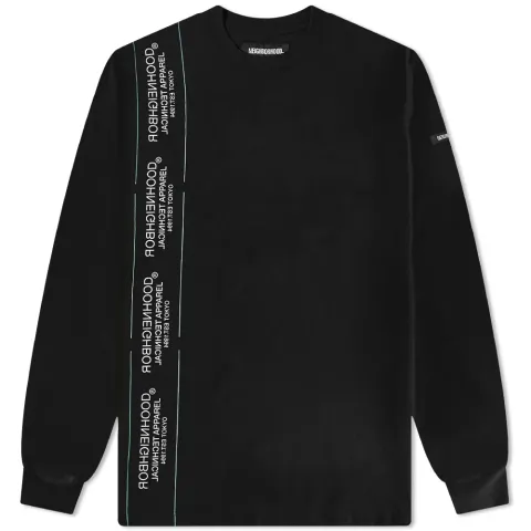 Long Sleeve Sign Tape Detail T-Shirt