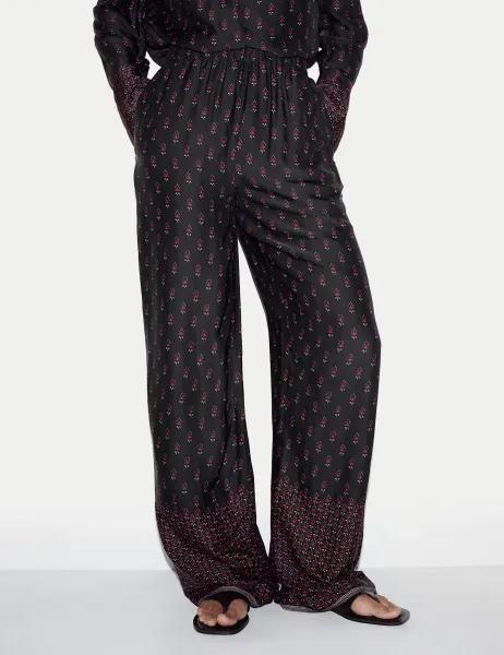 Jigsaw Floral Elasticated Wide Leg Trousers