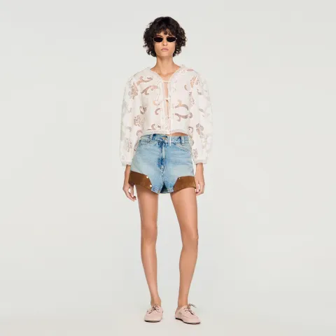 Floral openwork crop top