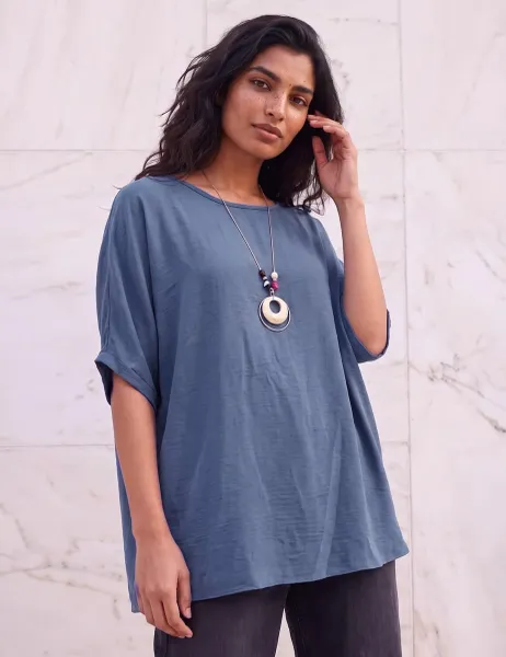 Roman Fitted Tunic Blue Mix