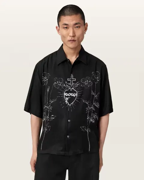Fleur Oversized Short Sleeve Printed Shirt