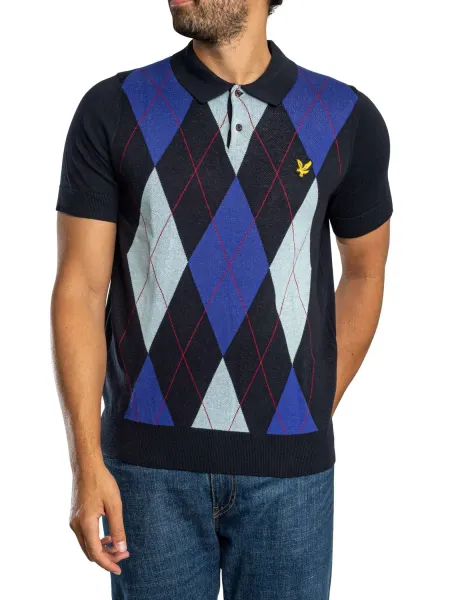 Lyle & Scott Argyle Knitted Polo Shirt