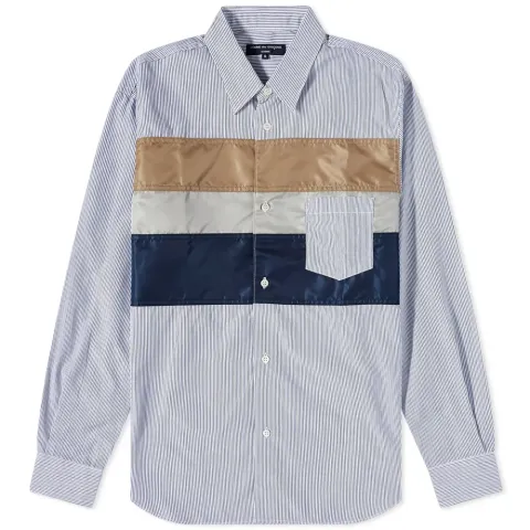 Nylon Panel Striped Shirt