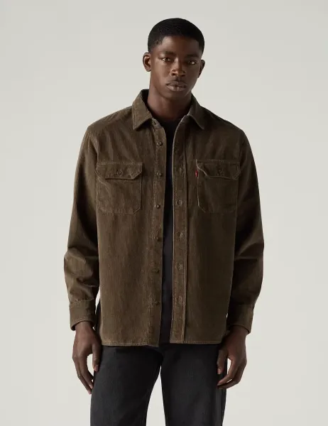 Levi's Levi's Classic Pure Cotton Needlecord Worker Shirt Dark Brown
