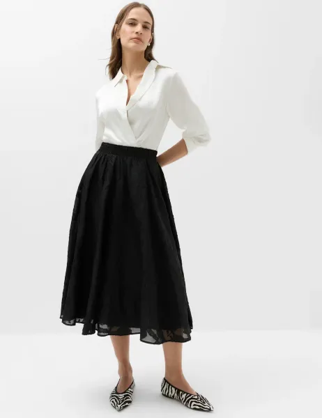 Marks & Spencer Jacquard Floral Midi Circle Skirt Black