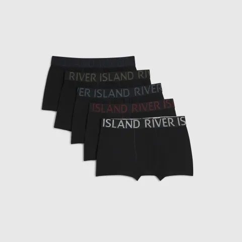 River Island Pack Of 5 Embroidered Trunks