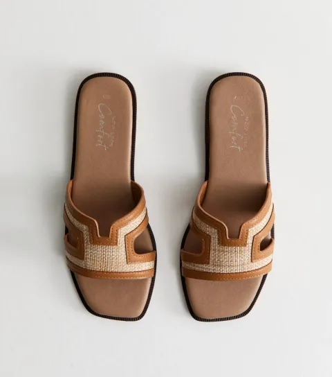Women's Cream Raffia And Faux Leather Sandals Vegan