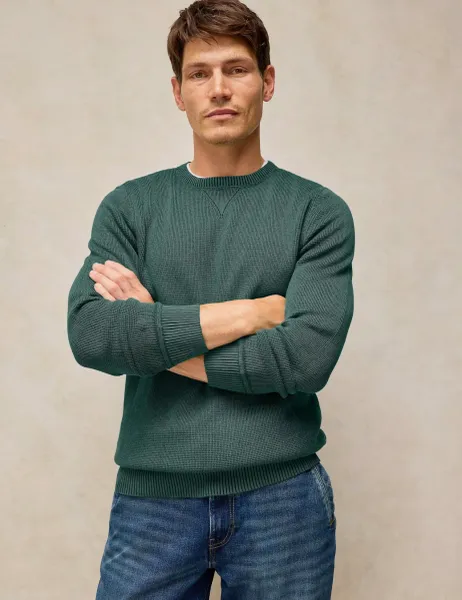 White Stuff Pure Cotton Crew Neck Jumper Dark Green