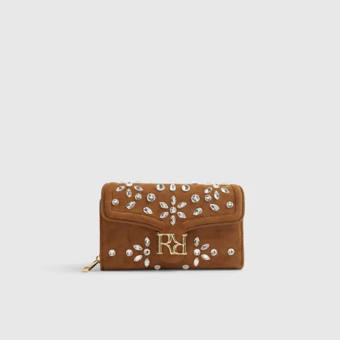 River Island Diamante Tab Front Zip Around Purse