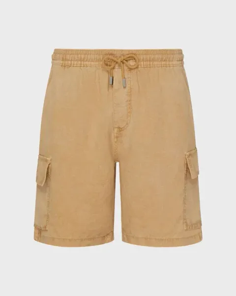 Vilebrequin Men Linen Cargo Bermuda Shorts Natural Dye