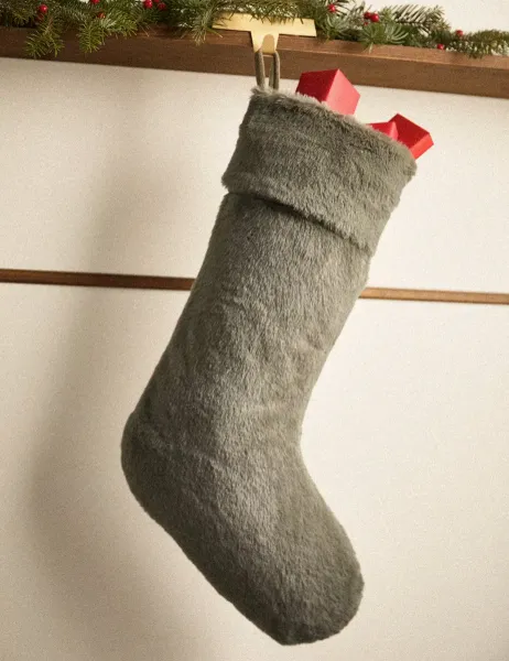 Marks & Spencer Faux Fur Hanging Stocking Green