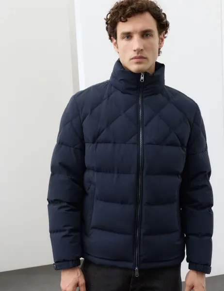 Autograph Feather And Down Puffer Jacket With Detachable Hood Dark Navy