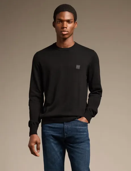 Boss Cotton Rich Jumper with Cashmere Black