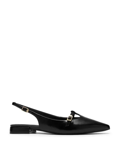 Clarks Leather Croc Ankle Strap Flat Pointed Slingback Shoes