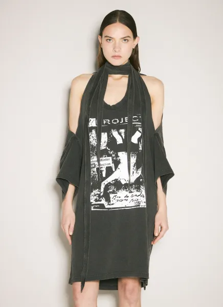 Multi-Scarf Rock Print Dress