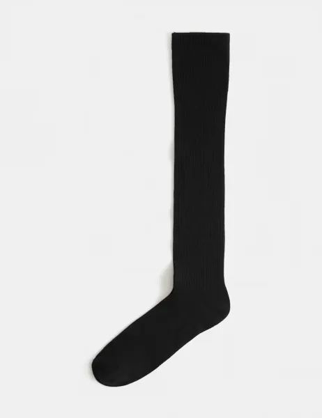 Marks & Spencer Supersoft Ribbed Knee High Socks Black