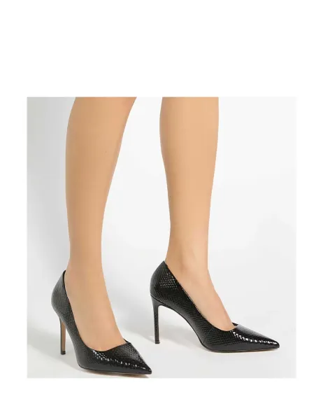 Dune London Animal Print Stiletto Heel Court Shoes Black