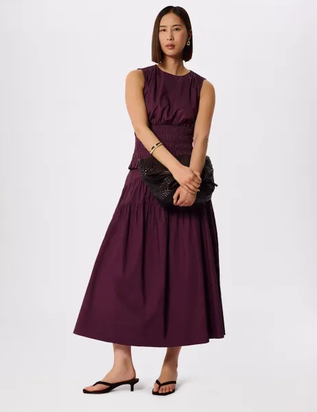 Whistles Pure Cotton Midi Tiered Skirt