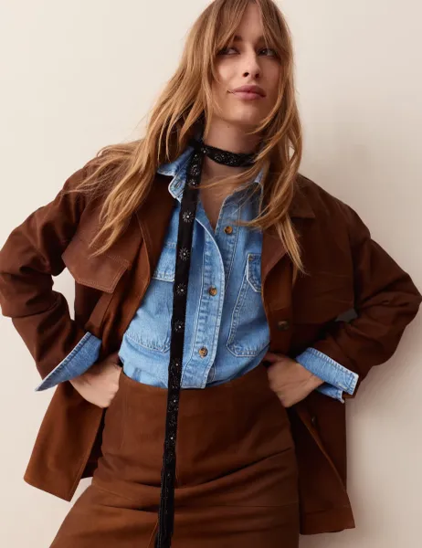 Per Una Relaxed Longline Denim Shirt Denim