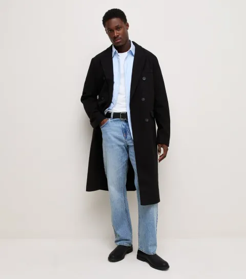Men's Black Longline Tailored Coat