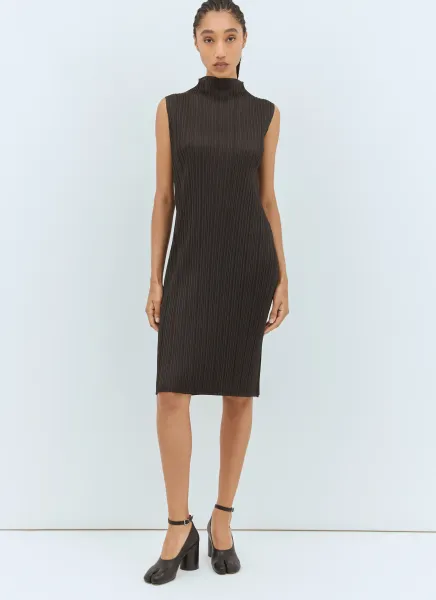 High-Neck Midi Dress