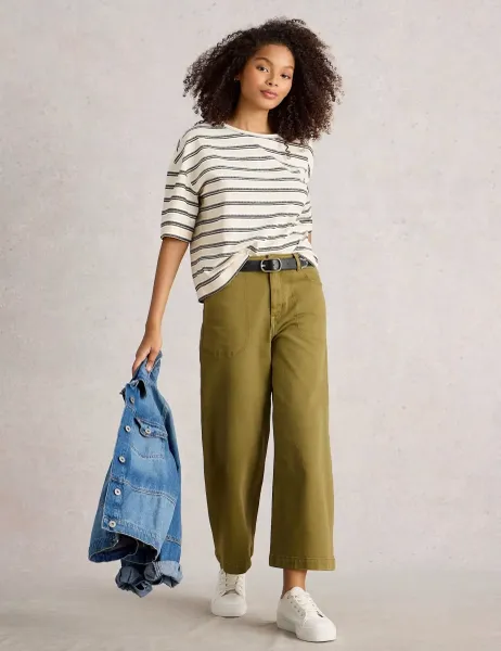 White Stuff Wide Leg Cropped Jeans Green