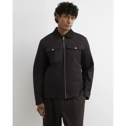 River Island Corduroy Collar Cotton Twill Overshirt