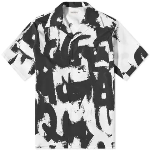 Graffiti Logo Print Vacation Shirt