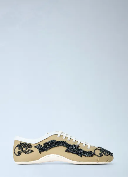Embroidered Lace-Up Sneakers