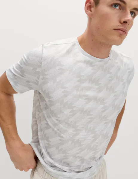 Goodmove Printed Crew Neck T-Shirt Medium Beige