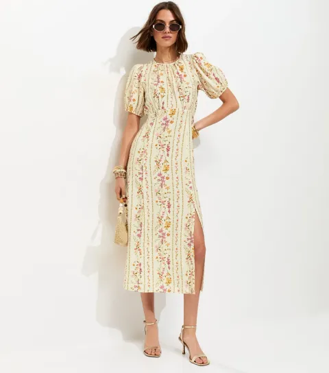 Women's Cream Ditsy Carol Midi