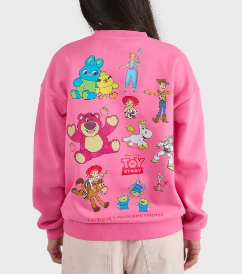Women's Bright Pink Disney Toy Story Print Sweatshirt