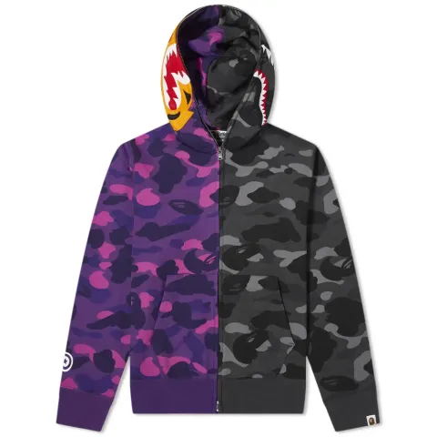 Colour Camo Tiger Shark Half Full Zip Hoodie