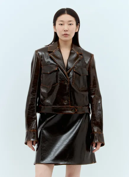 Patent-Finish Wool Jacket