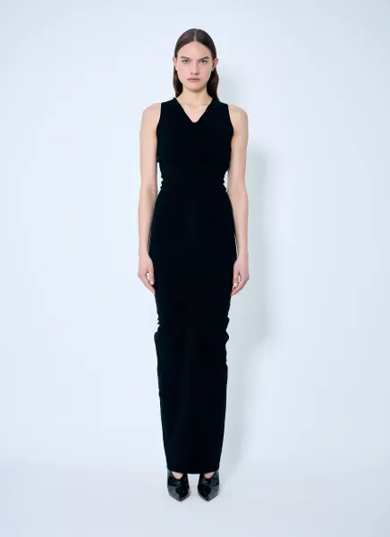 Ruched Wide V Neck Maxi Dress
