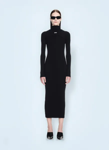 Off Stamp Ribbed Midi Dress