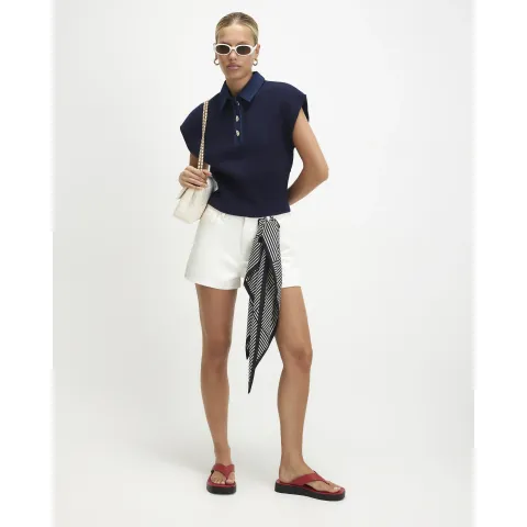 River Island Denim Knit Hybrid Tank Polo Top