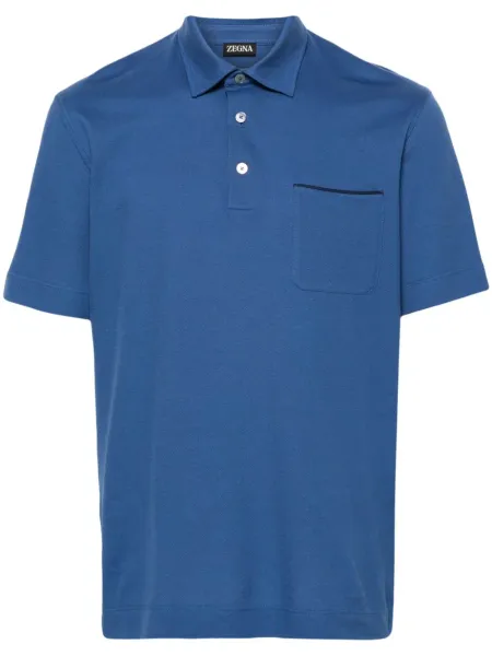 Men Pique Polo Shirt Cerulean Blue