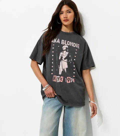 Women's Dark Grey Cotton Blondie Oversized T-Shirt
