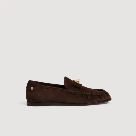 Suede loafers with clasp
