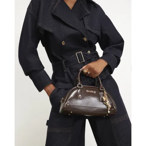 River Island Curved Charm Bowler Bag