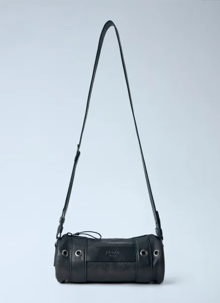 Eyelet Detail Leather Cylinder Bag